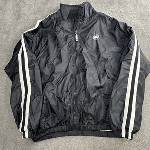 Vintage Mountain Dew Jacket Full Zip Size Large Black Windbreaker Nylon Y2K